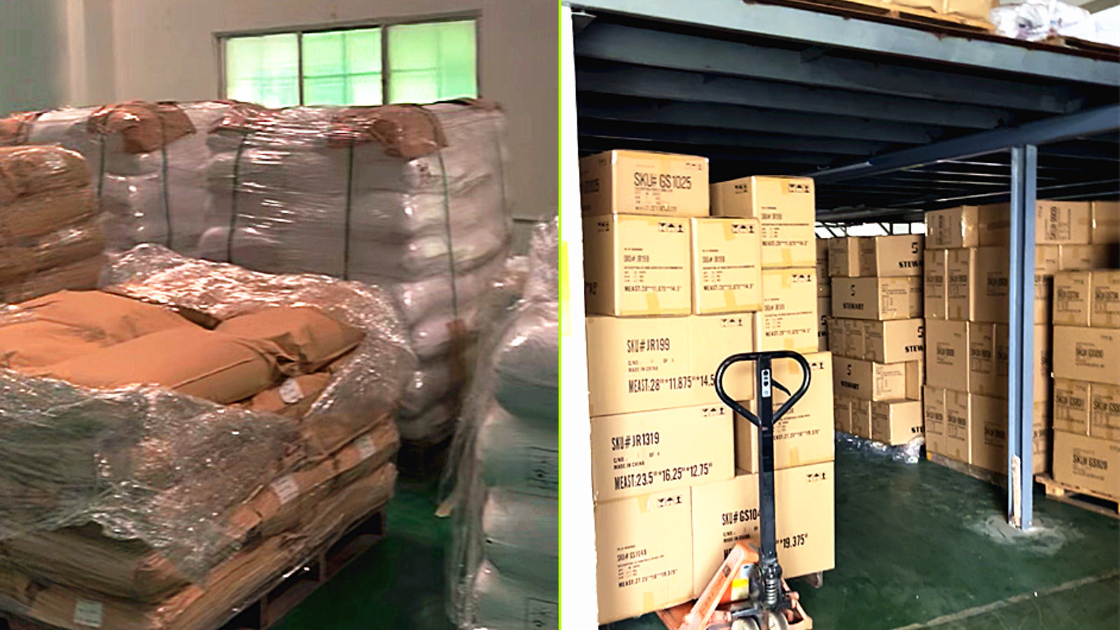 TIGR raw material and finished inventory storage