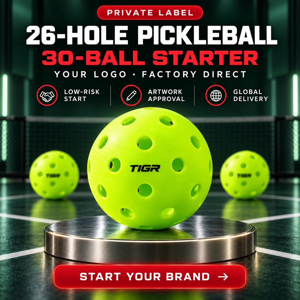 26-Hole Pickleball Balls — Factory Direct From $0.18/Pc