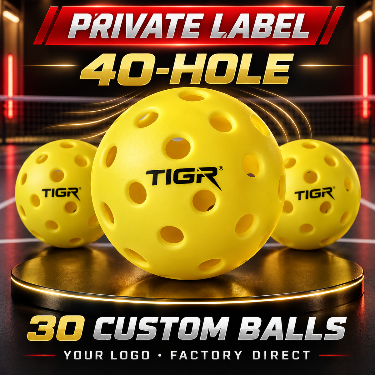 40-Hole Outdoor Pickleball Balls — Factory Direct From $0.18/Pc