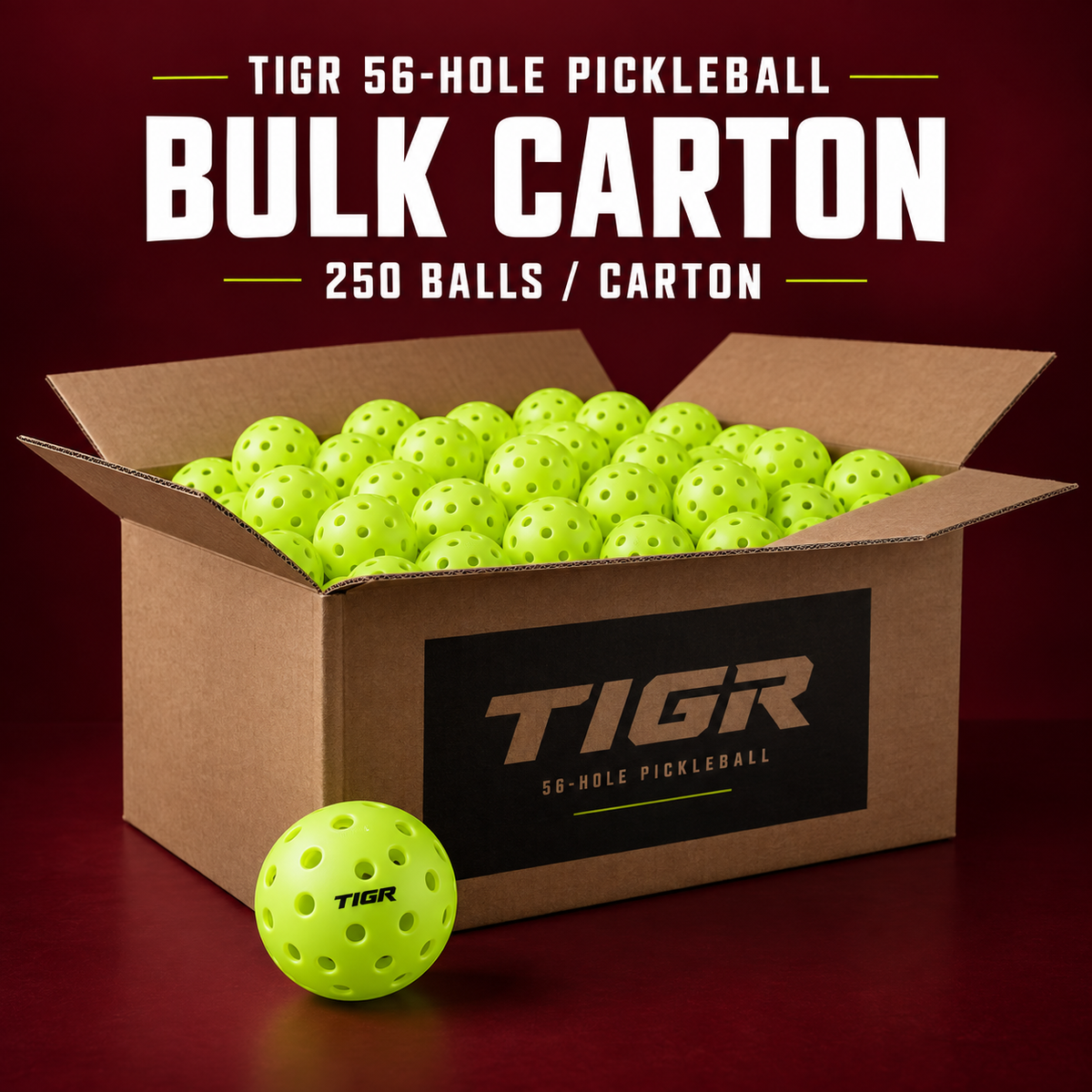 56-Hole Pickleball Balls — TIGR Flagship Performance Series