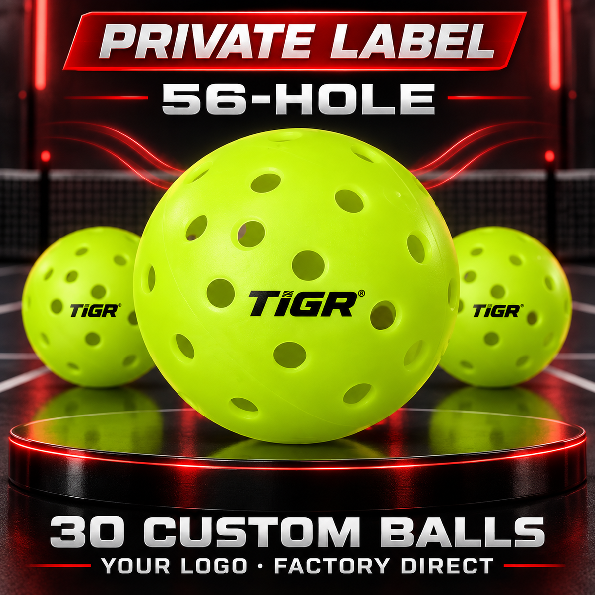 56-Hole Pickleball Balls — TIGR Flagship Performance Series