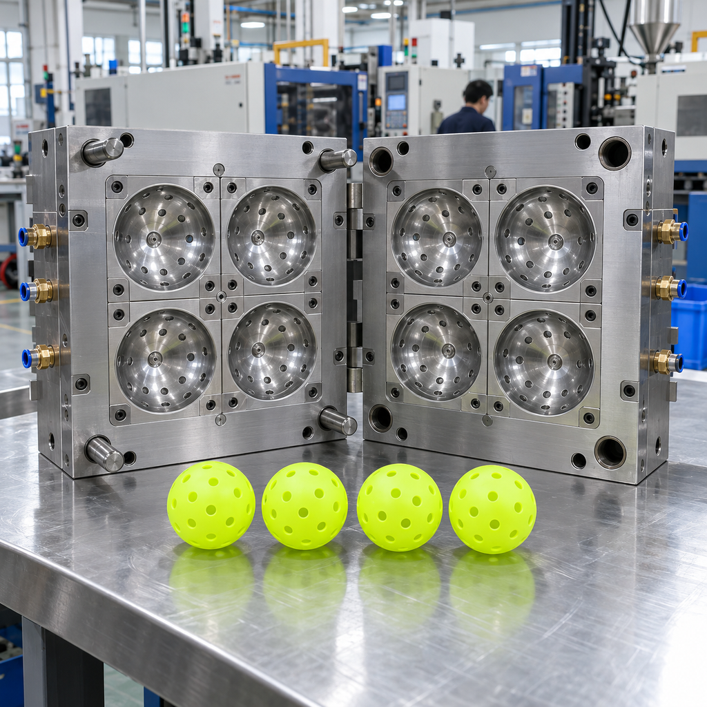 Custom Pickleball Ball Injection Mold — 1×4 Cavity Factory Tooling
