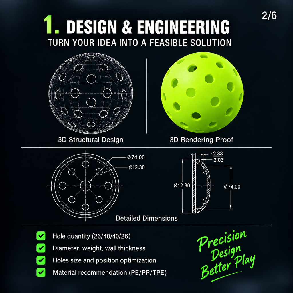 Custom Pickleball Ball Injection Mold — 1×4 Cavity Factory Tooling