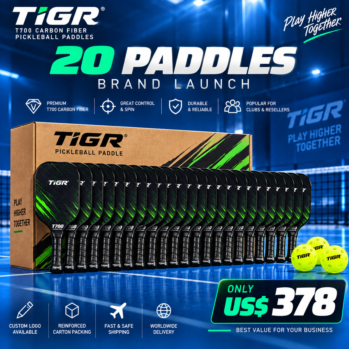 Custom T700 Carbon Fiber Pickleball Paddle — Gen 4.5 Thermoformed