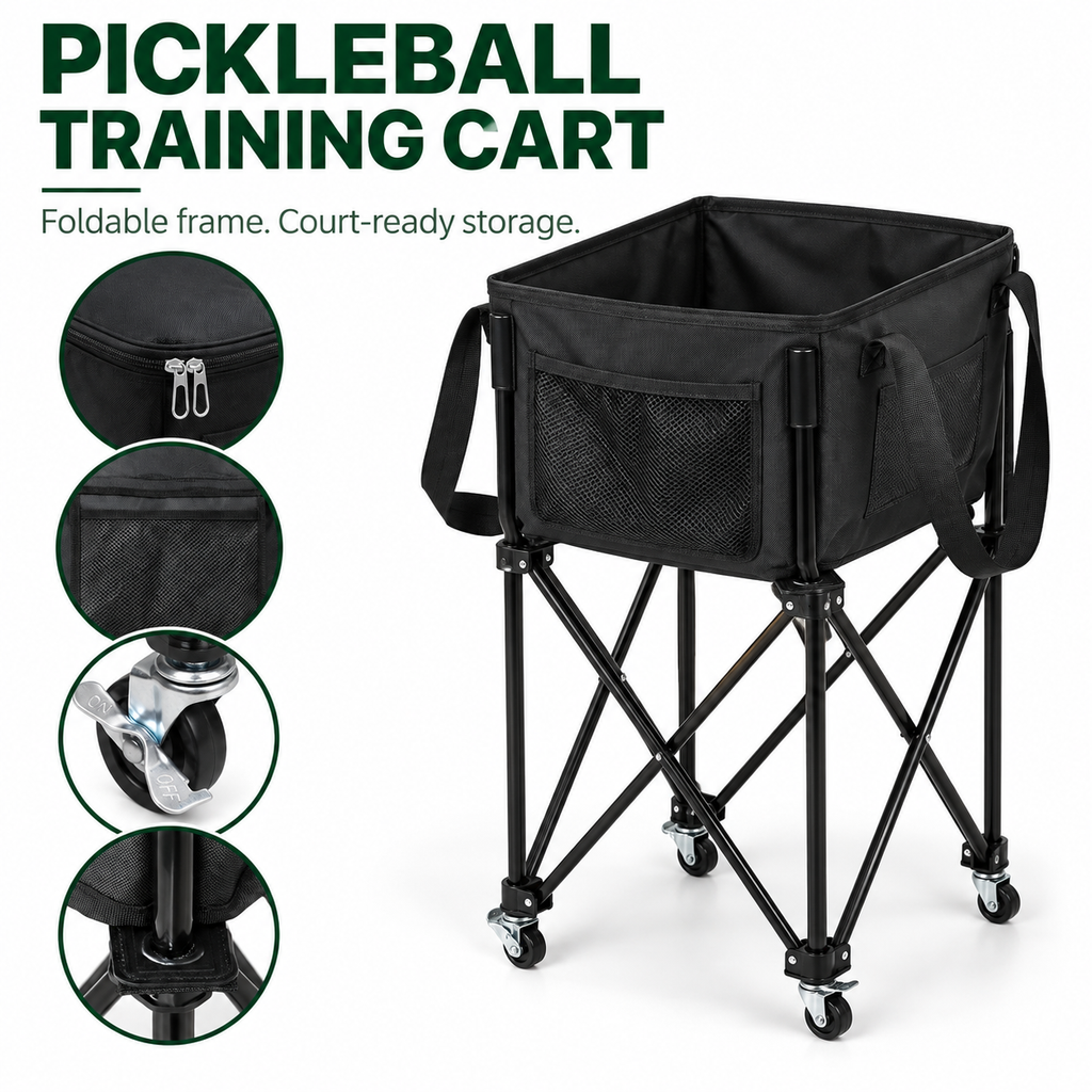 TIGR Foldable Pickleball Ball Cart — Portable Training Basket